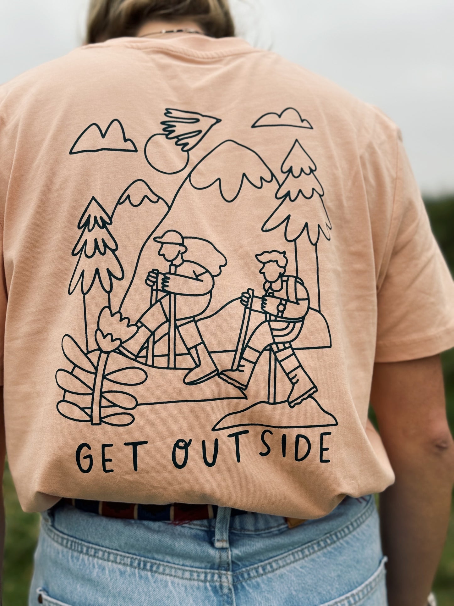 Unisex Hike Outline Tee in Peach
